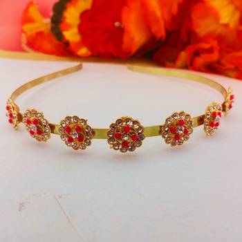 Stone stud gold plated  hair band color golden material brass  size free size 1
