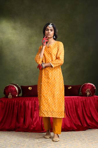 Straight fit chanderi suit set