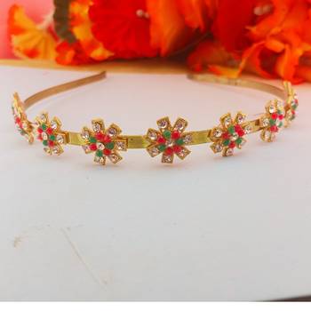Stone stud gold plated  hair band color golden material brass  size free size 1