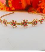 Stone stud gold plated  hair band color golden material brass  size free size