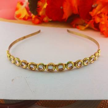 Stone stud gold plated  hair band color golden material brass  size free size 1