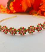 Stone stud gold plated  hair band color golden material brass  size free size