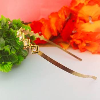 Stone stud gold plated  hair band color golden material brass  size free size 2