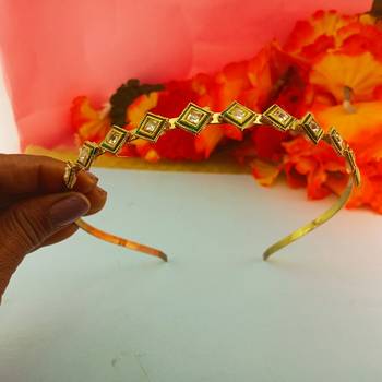 Stone stud gold plated  hair band color golden material brass  size free size 3