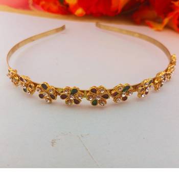 Stone stud gold plated  hair band color golden material brass  size free size 1