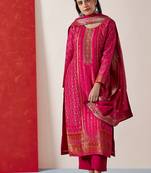 Pink cotton silk with banarasi border suit set