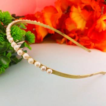 Stone stud gold plated  hair band color golden material brass  size free size 2
