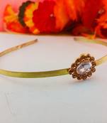 Stone stud gold plated  hair band color golden material brass  size free size