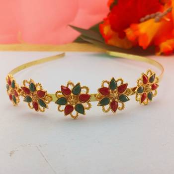 Stone stud gold plated  hair band color golden material brass  size free size 1