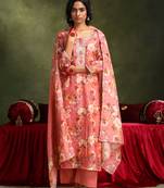 Pastel   pink chanderi suit kurta pant with dupatta set 