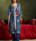 Navy blue kurta pant with dupatta suit set