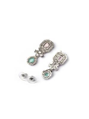 Elegant silver-plated american diamond jewelry set for women – necklace & earrings multicolor 5