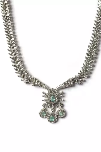 Designer silver-plated ad jewelry set with matching earrings     party wear set turquoise color