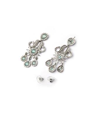 Designer silver-plated ad jewelry set with matching earrings     party wear set turquoise color 5
