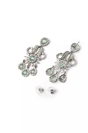 Designer silver-plated ad jewelry set with matching earrings     party wear set turquoise color