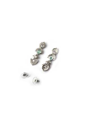 Silver-plated american diamond necklace and earrings set – ideal for weddings turquoise color 5