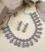 Silver-plated american diamond necklace and earrings set – ideal for weddings pink color