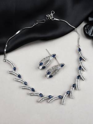 silver-plated ad jewelry set for women     perfect gift for all occasions blue color 1