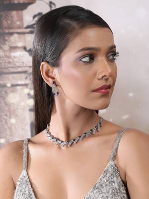 silver-plated ad jewelry set for women     perfect gift for all occasions blue color 2