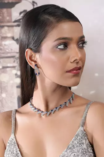 silver-plated ad jewelry set for women     perfect gift for all occasions blue color