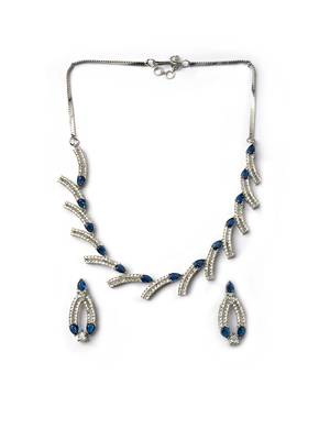silver-plated ad jewelry set for women     perfect gift for all occasions blue color 3