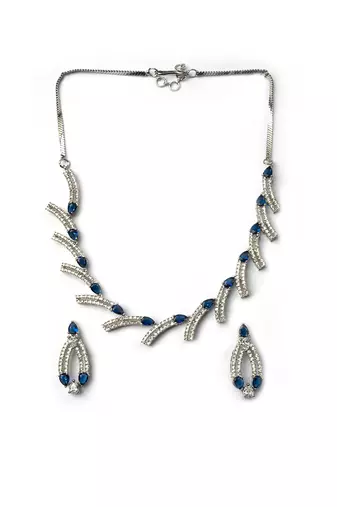 silver-plated ad jewelry set for women     perfect gift for all occasions blue color