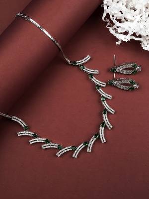 silver-plated ad jewelry set for women     perfect gift for all occasions green color 1