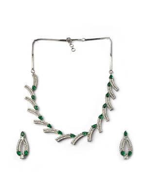 silver-plated ad jewelry set for women     perfect gift for all occasions green color 3