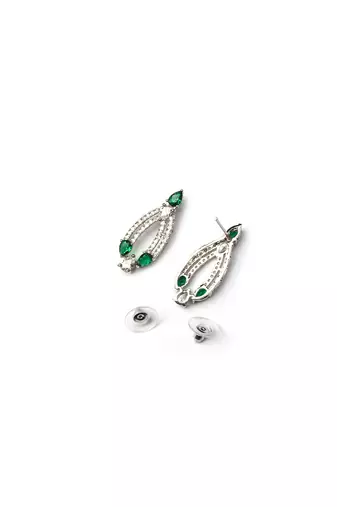 silver-plated ad jewelry set for women     perfect gift for all occasions green color
