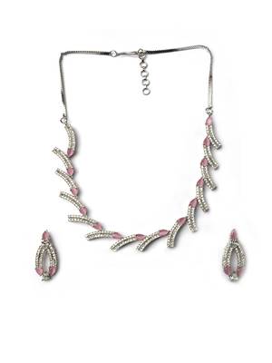 silver-plated ad jewelry set for women     perfect gift for all occasions pink color 3