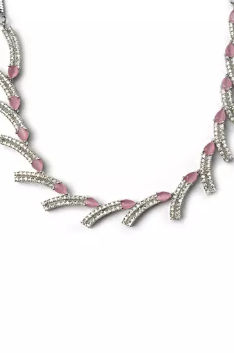 silver-plated ad jewelry set for women     perfect gift for all occasions pink color