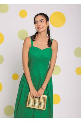 Green corset fitted summer cotton lycra midi dress 5