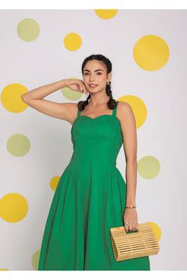 Green corset fitted summer cotton lycra midi dress 6