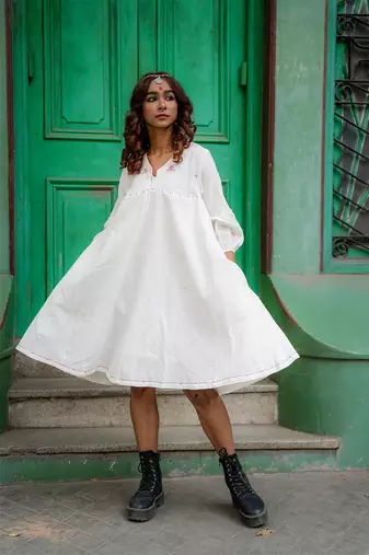 Shvet- a-line panelled dress