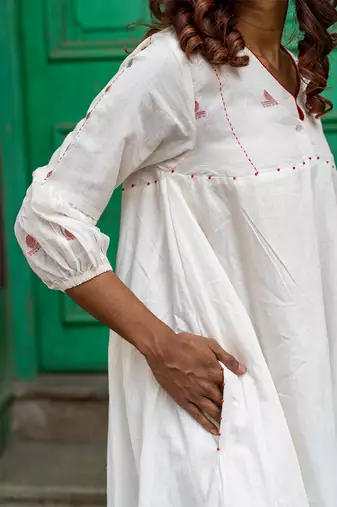 Shvet- a-line panelled dress