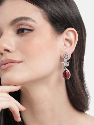 Styslish red water drop earrings 1