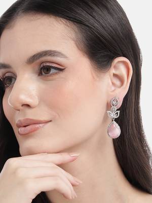 Styslish pink water drop earrings 1