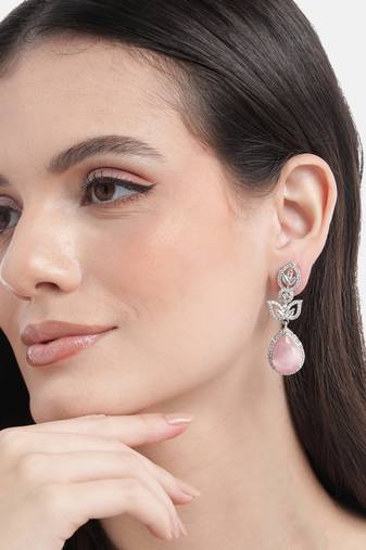 Styslish pink water drop earrings