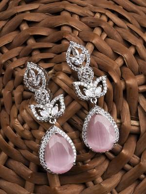 Styslish pink water drop earrings 2