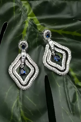 Exquisite blue ad leaf earrings