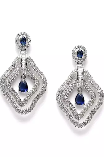 Exquisite blue ad leaf earrings