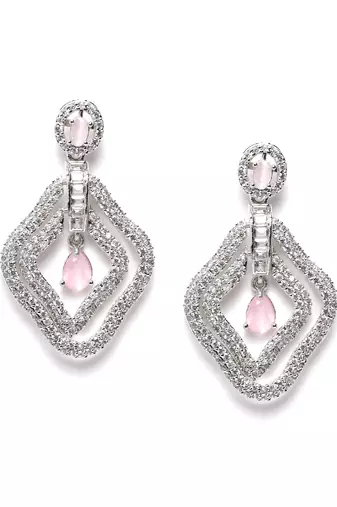 Exquisite pink ad leaf earrings