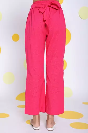 Hot pink shirt and pant 2 piece set summer relaxed linen co-ord set