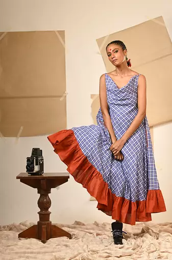 Spaghetti cowl dress