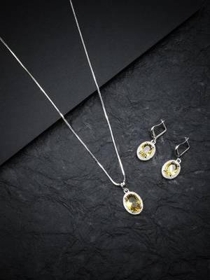 American diamond yellow pendant set for daily wear - classy & timeless look 1