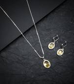 American diamond yellow pendant set for daily wear - classy & timeless look