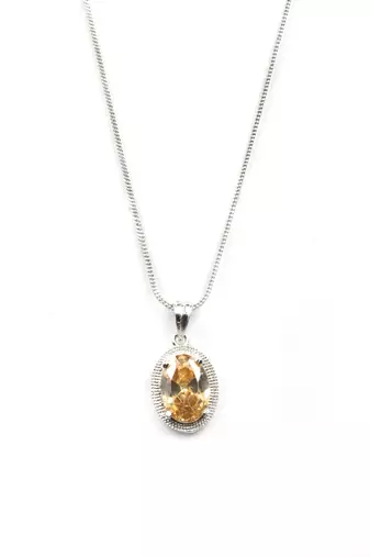 American diamond yellow pendant set for daily wear - classy & timeless look