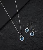 American diamond crystal blue pendant set for daily wear - classy & timeless look