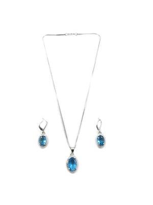 American diamond crystal blue pendant set for daily wear - classy & timeless look 3