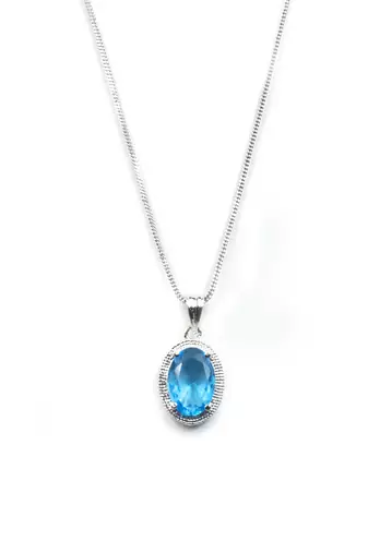 American diamond crystal blue pendant set for daily wear - classy & timeless look